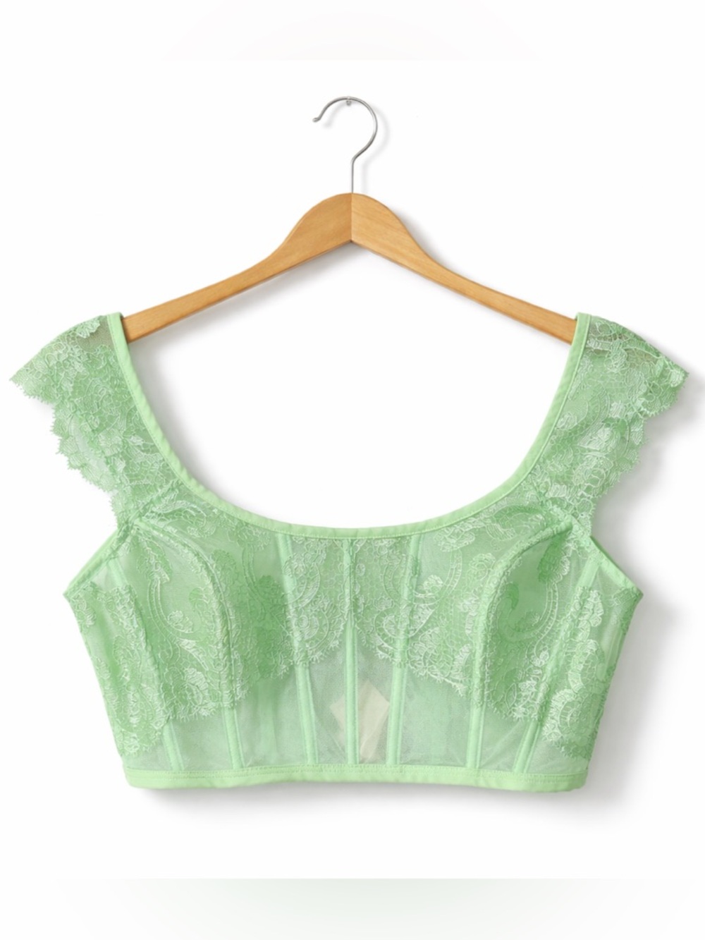 Victoria’s Secret Dream Angels Mint Lace Bustier Bralette Large Romantic Glam LG